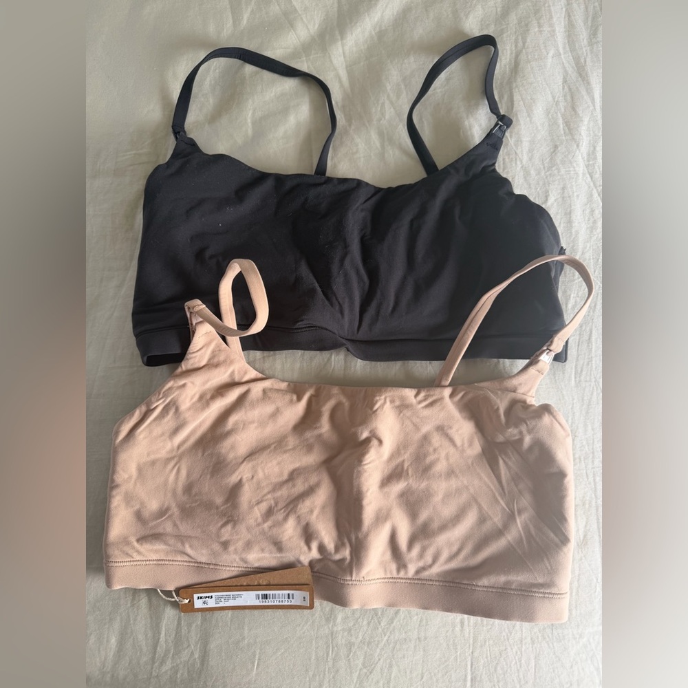 SKIMS Black and Cream Nursing Bra Duo